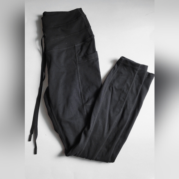 POPFLEX Black Leggings with Drawstring and Pockets 25" Length - Picture 4 of 9